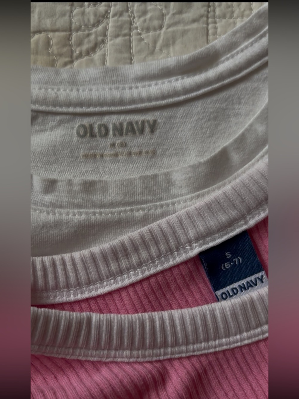 Old Navy Pink and White Ribbed Tank Top Duo